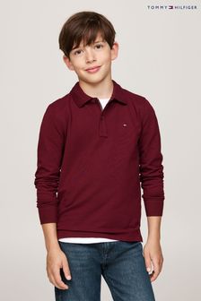 Boys red long sleeve polo clearance