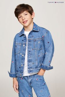 Boys denim borg jacket shop