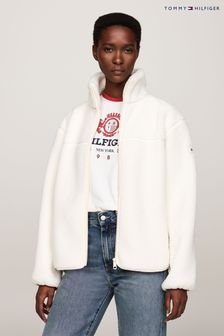 Tommy Hilfiger White Tommy Hilfiger Regular Fit Teddy Zip up White Jacket (AC2921) | $308