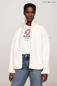 Tommy Hilfiger White Tommy Hilfiger Regular Fit Teddy Zip up White Jacket (AC2921) | $308