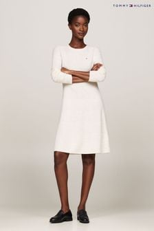 Tommy Hilfiger Soft Wool Flared Crew Neck Sweater Nude Dress (AC2966) | ₪ 805