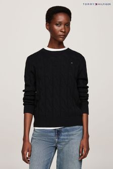 Tommy hilfiger black crew neck jumper on sale