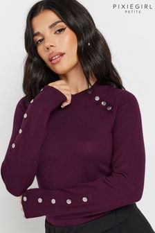 PixieGirl Petite Red Button Cuff Neck Jumper (AC3929) | $50