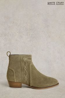 White Stuff Green Cedar Embroidered Ankle Boots (AC3972) | HK$916