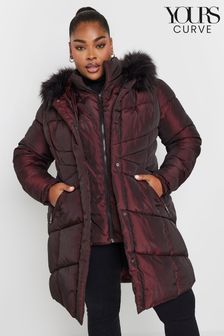 Yours Curve Red Midi Padded Puffer Coat (AC4409) | $129