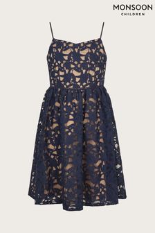 Monsoon navy girls dress shop