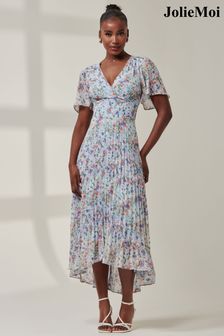 Blå - Jolie Moi Meagan V-neck Chiffon Maxi Dress (AC5027) | kr1 660