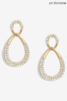 Jon Richard Tone Cubic Zirconia And Polished Open Peardrop Earrings (AC5077) | 149 LEI