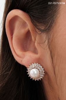 Jon Richard Silver Tone Cubic Zirconia And Pearl Stud Earrings (AC5084) | TRY 875