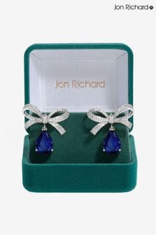 Jon Richard Silver Tone Sapphire Bow Earrings (AC5097) | €37