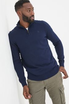 FatFace Rye Dark Brown Cotton Cashmere Half Neck Jumper (AC5474) | $109