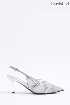 River island silver heels hotsell