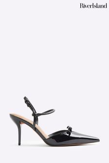 River Island Black Bow Heeled Court Shoes (AC5947) | 282 SAR