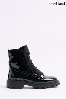 River island black chunky boots sale