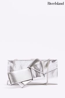 River island silver clutch on sale