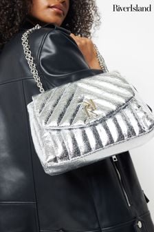 River Island Silver Small Soft Quilted Shoulder Bag (AC5992) | €51