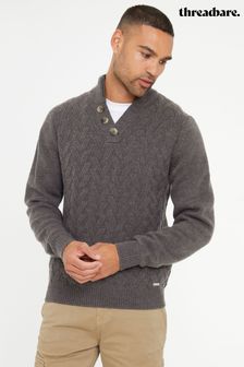 Grau - Threadbare Button Up Funnel Neck Jumper (AC6681) | 43 €