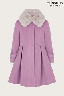 Monsoon Faux Fur Collar Trim Coat (AC7203) | 97 € - 112 €