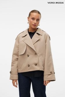 VERO MODA Natural Short Trench Coat (AC7932) | $77