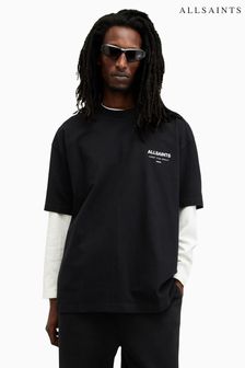 AllSaints Black Underground Short Sleeve 100% Cotton Crew T-Shirt (AC8199) | kr1 160