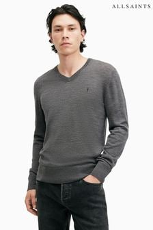 AllSaints Grey Mode Merino V-Neck Knit Jumper (AC8226) | €149