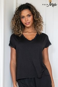 Pour Moi Black Sofa Loves Lace Hidden Support T-Shirt (AC8383) | $45