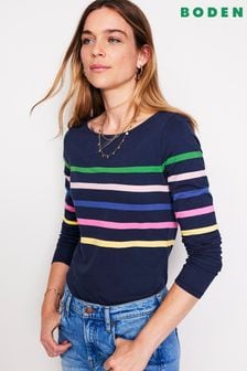 Boden Blue Ella Long Sleeve Breton T-Shirt (AC8587) | kr670