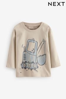 Neutral Digger 100% Cotton Long Sleeve Transport T-Shirt (3mths-7yrs) (AC8735) | $12 - $15