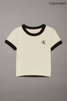 Calvin Klein Cream Ringer Short Sleeved T-Shirt (AC8965) | €35