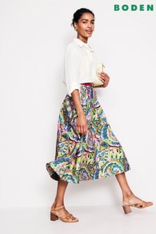 Boden Green Isabella Cotton Sateen Skirt (AC9472) | €146