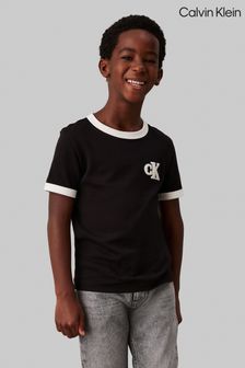 Calvin Klein Black Ringer Monogram Short Sleeved T-Shirt (AC9491) | €41