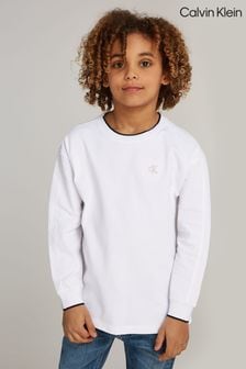 Calvin klein white long sleeve shirt cheap