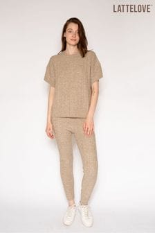 Lattelove Hazlenut Cable Knit Lounge Brown Sweater (ACB859) | €58