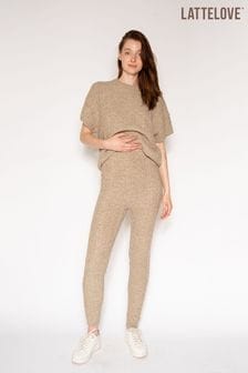 Lattelove Hazlenut Cable Knit Sweater Brown Leggings (ACE295) | €59