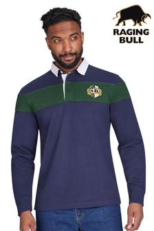 Raging Bull Blue Long Sleeve Chest Panel Rugby Shirt (AD0894) | kr1,000 - kr1,071