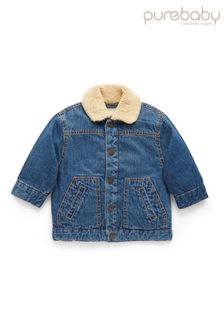 Boys borg collar denim jacket top