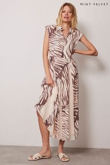 Mint Velvet Cream Animal Print Midi Dress (AD2958) | €228