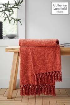 Catherine Lansfield Terracotta Wilson Plain Chenille Throw (AD3398) | KRW34,200