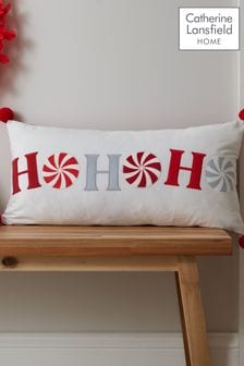 Catherine Lansfield White and Red Christmas Ho Ho Ho Pom Pom Cushion (AD3479) | HK$165