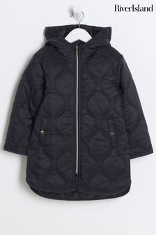 River Island Black Girls Hooded Padded Coat (AD3942) | $73