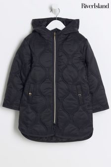 River Island Black Girls Hooded Padded Coat (AD3942) | $51