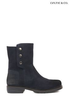 Celtic & Co. Blue Essential Popper Ankle Boots (AD4514) | $300