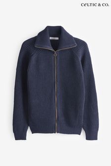 Celtic & Co. Mens Blue Ribbed Zip Cardigan (AD4538) | 903 د.إ