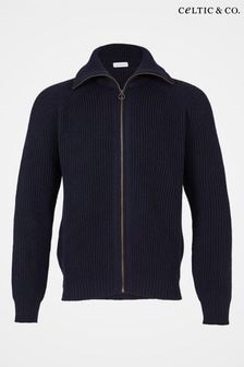 Celtic & Co. Mens Blue Ribbed Zip Cardigan (AD4538) | $266