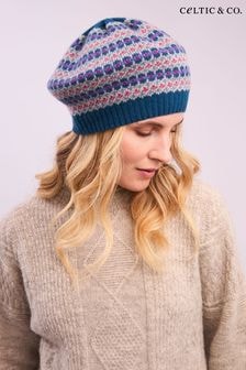 Celtic & Co. Blue Lambswool Fair Isle Beret (AD4554) | $67