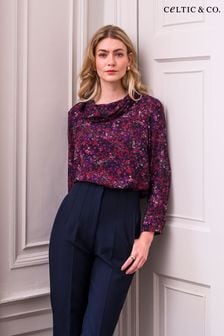 Celtic & Co. Red Printed Cowl Neck Top (AD4576) | €100