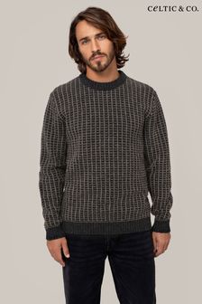 Celtic & Co. Mens Grey Contrast Textured Stitch Detail Jumper (AD4601) | $205