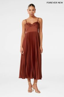 Forever New Orange Chloe Pleated Midi Dress (AD4649) | €184