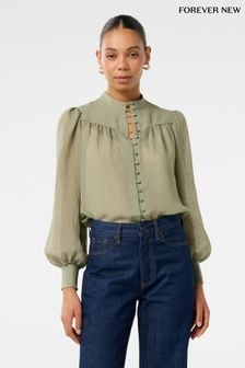 Forever New Green Leo Soft Stripe Blouse (AD4685) | CHF 89