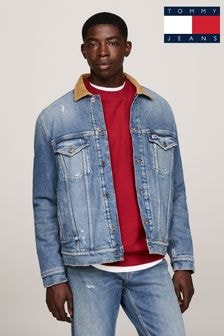 Tommy Jeans Regular Fit Blue Ryan Teddy Trucker Jacket (AD4701) | $240